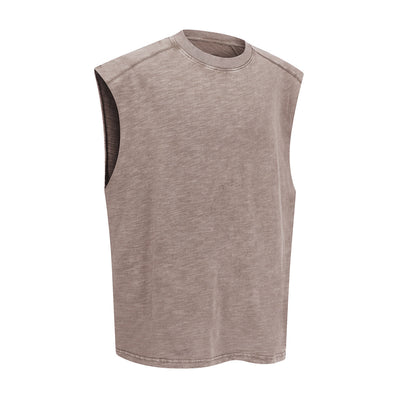 Raw Edge Distressed Studded Sleeveless Tee