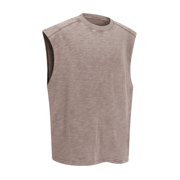 Raw Edge Distressed Studded Sleeveless Tee