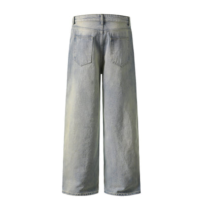 Wrinkle Wash Loose Straight Jeans