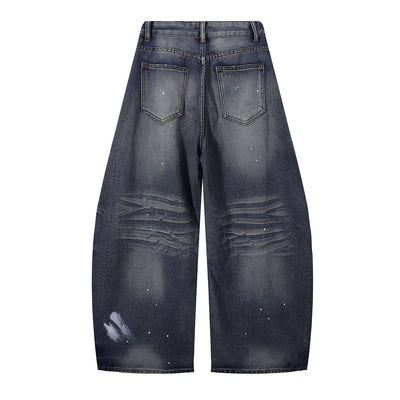 Splatter Wash Distressed Wide Leg Jeans