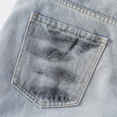 Spray-Painted Patchwork Distressed Baggy Jeans