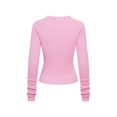 Crew-Neck Long Sleeve Ribbed Top