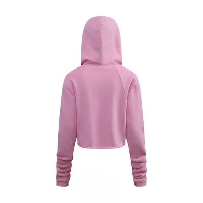 Ruched Waist Cotton Cropped Hoodie