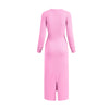 Slim Fit Long Sleeves Ribbed Midi Dress