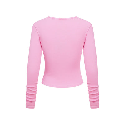 Long-Sleeve Ribbed Henley Top 275gsm