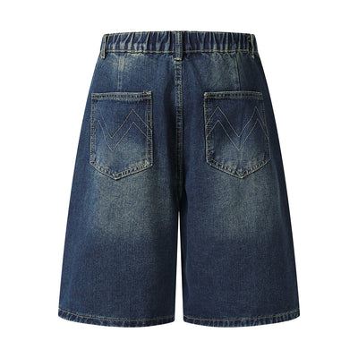 Elastic Waist Decorative Zip Bermuda Shorts