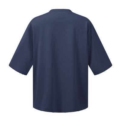 Washed Raw-Edge Pocket Clean Fit Crew Neck Tee