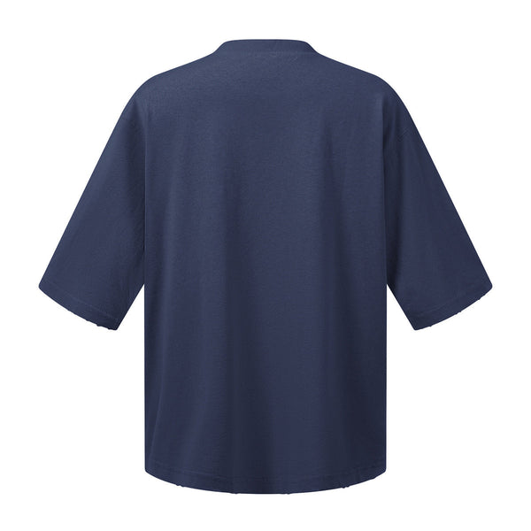 Washed Raw-Edge Pocket Clean Fit Crew Neck Tee