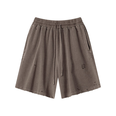 Vintage Wash Destructive Shorts