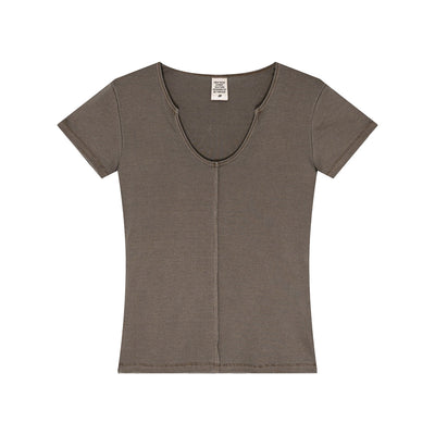 Fitted Rib-Knit V Neck T-Shirt 275gsm