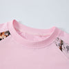 Pink Camo Raglan Sleeve Nature Print Casual Tee