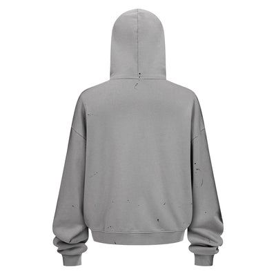 Distressed Paint Splatter Zippered Hoodie