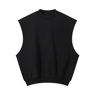 Sleeveless Boxy Fit Crewneck Sweatshirt Vest