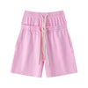 Double Waistband Snow Washed Distressed Shorts