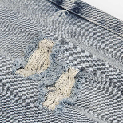 Light Blue Distressed Ripped Straight Jeans