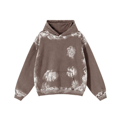 Distressed Edge Painted Graphic Washed Hoodie