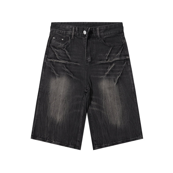 Vintage Washed Distressed Faded Denim Shorts