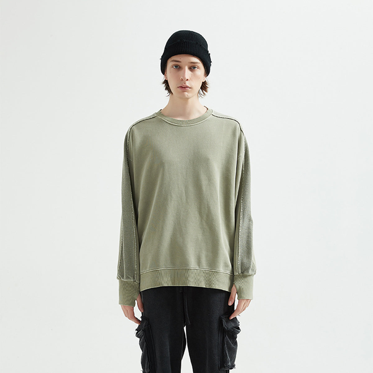 Vintage Washed Ninja Sleeve Split Hem Sweatshirt