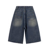 High Waist Wide Leg Ombre Denim Shorts