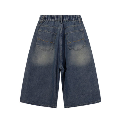 High Waist Wide Leg Ombre Denim Shorts