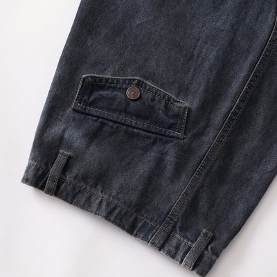 Faded Wash Panel Stitching Barrel-Leg Jeans