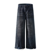 Fray Hem Vintage Wide-Leg Distressed Jeans