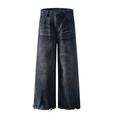 Fray Hem Vintage Wide-Leg Distressed Jeans