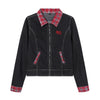 Women's Plaid Patchwork Denim Jacket