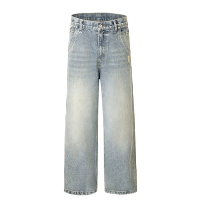 Classic Faded Blue Distressed Denim Pants