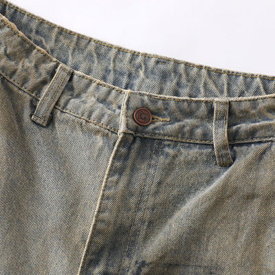 Vintage Tie-Dye Barrel-Leg Distressed Jeans