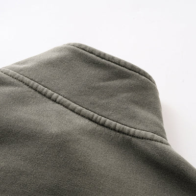 Stand Collar Panel Detail Washed Zip Up Sweatshirt