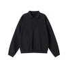 Relaxed Fit Solid Color Polo Neck Sweatshirt
