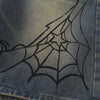Spider & Web Print Denim Bermuda Shorts