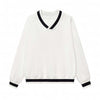 Contrast Trim V-Neck Pullover Sweatshirt