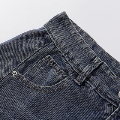 Panel Stitching Detail Dark Washed Denim Shorts