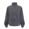 Stand Collar Panel Detail Washed Zip Up Sweatshirt