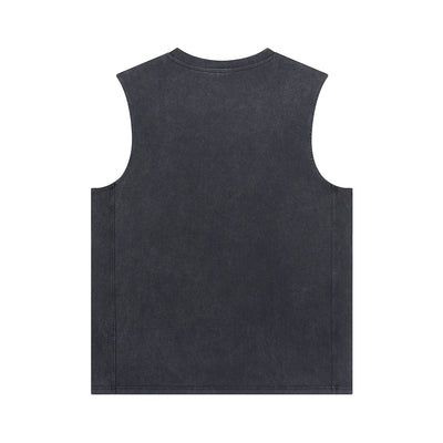 Black Washed Cotton Sleeveless T Shirt 275gsm