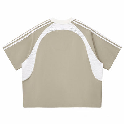 Raglan Sleeve Mesh Panel Sporty Tee