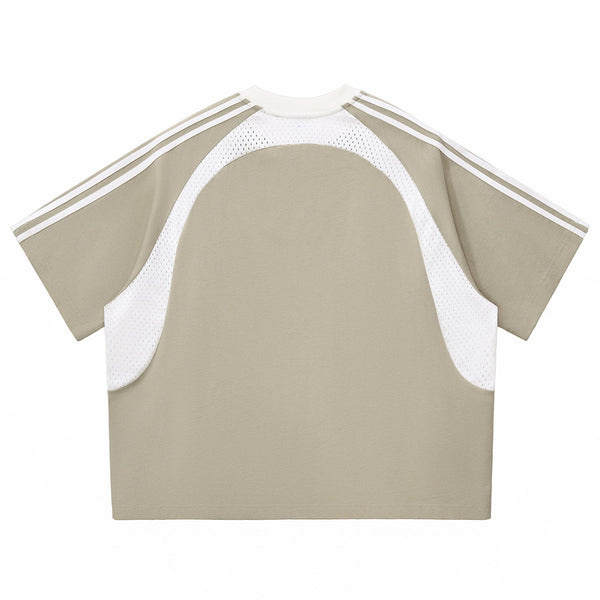 Raglan Sleeve Mesh Panel Sporty Tee