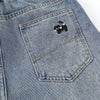 Washed Faded Dog-Embroidered Barrel-Leg Jeans