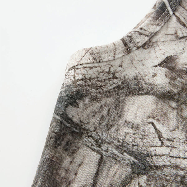 Asymmetric Single Shoulder Camo Cropped Tee