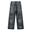 Vintage Washed Distressed Light Blue Wide Jeans