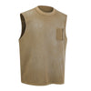 Chest Pocket Knit Sleeveless Relaxed Fit Muscle Tank