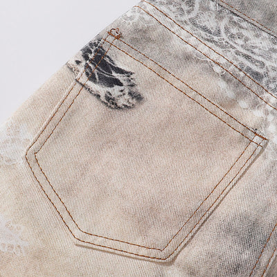 Streetwear Printed Straight Leg Jeans