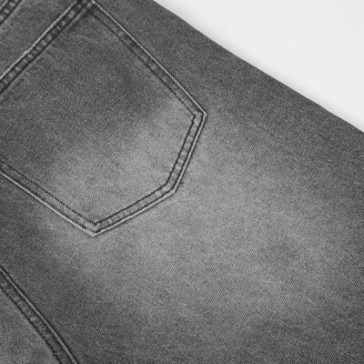 Vintage Wash Ripped Knee Straight-Leg Jeans