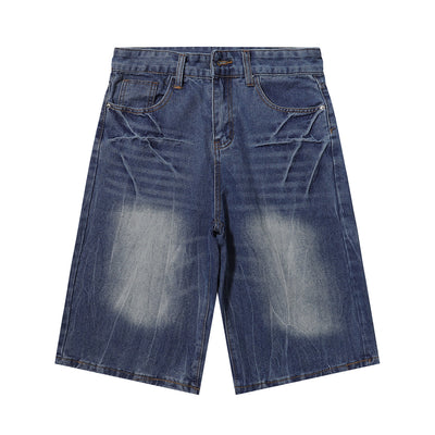 Vintage Washed Distressed Faded Denim Shorts