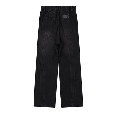 Utility Wide Leg Distressed Denim Jeans