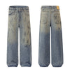 Faded Blue Vintage-Sanded Wide-Leg Jeans