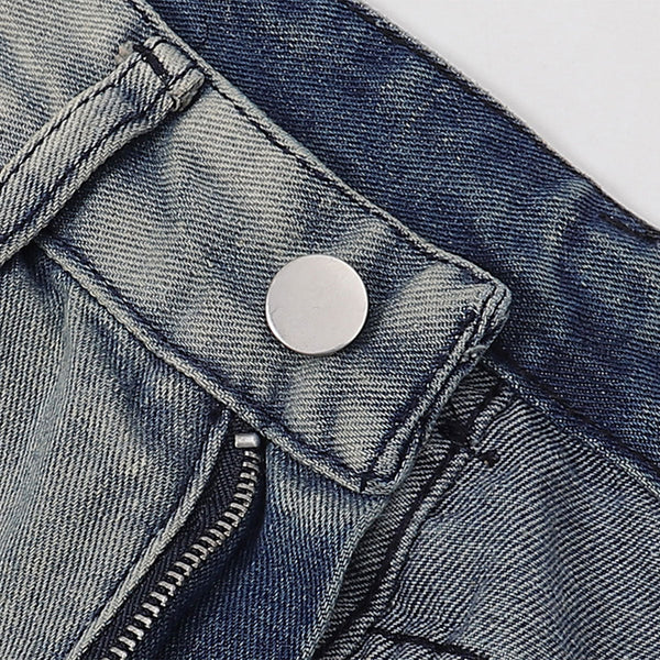 Paint Splatter Distressed Wide Leg Denim