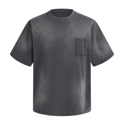 Swirl Dyed Distressed Pocket Loose Fit Crew Tee